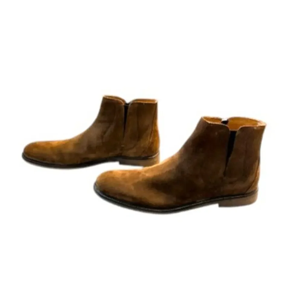 John Varvatos Ludlow Chelsea Boots 10.5 Brown Suede Italy MSRP $798 Leather